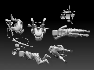 American soldiers ww2 3D print model