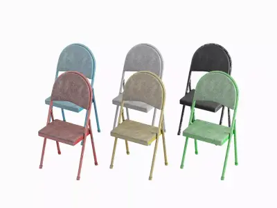 Folding Chair Set Low-poly 3D model
