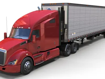 Kenworth T680 van trailer 3D model