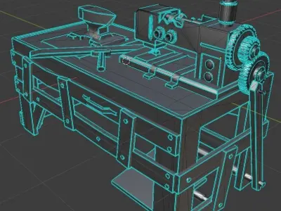 Sewing Machine table Low Poly Low-poly 3D model