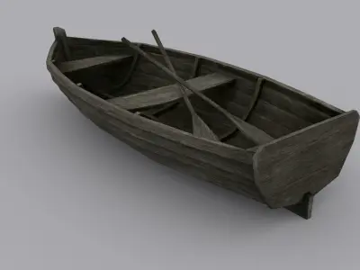 Low-poly Wooden Boat Low-poly 3D model