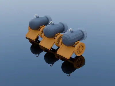 Field cannon Low-poly 3D model