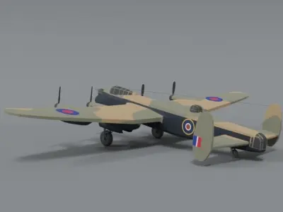 Low Poly Cartoon Avro Lancaster WWII Airplane Low-poly 3D model