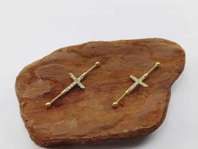 Piercing ear Industrial Barbell Cross model Exclusive  3D print model