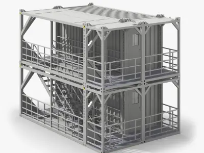 Industrial Two-Level Access Platform Gray 3D model