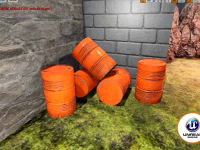 rusty metal barrel red Low-poly 3D model