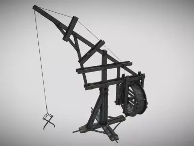 Medieval Machine Crane 01 Low-poly 3D model
