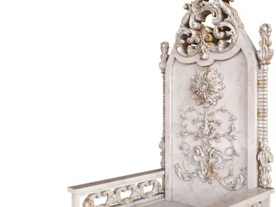 Stone throne with carved elements 3D model