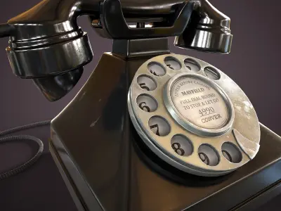 Vintage Rotary Phone Low-poly 3D model