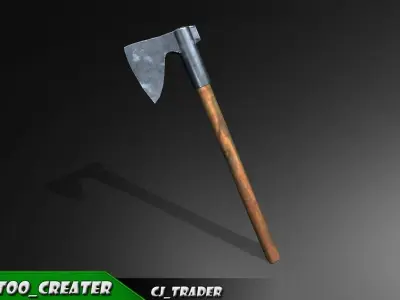 Modern Wood Axe Lowpoly 3d model Low-poly 3D model
