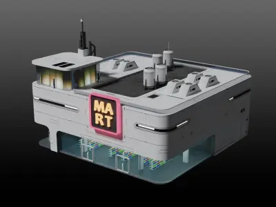 Sci-fi Supermarket v2 3D model