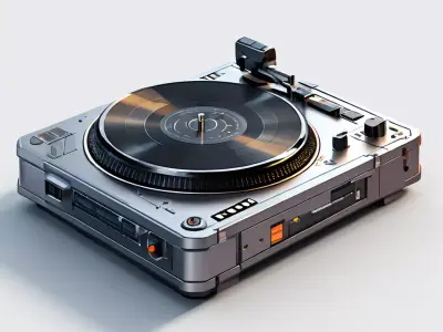 Futuristic Turntable SciFi Record Player Low-poly 3D model