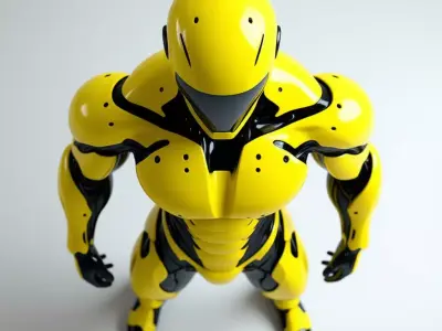 Yellow Muscle Suit 3D Model LowPoly Black Armor Sci-Fi Design Low-poly 3D model