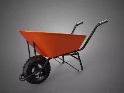 ORANGE BLACK HAULER CARRIER WHEELBARROW CART TROLLEY WHEEL CARGO 3D model