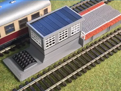 Double Edge Platform Underpass4 1-87 FDM color 3D print model