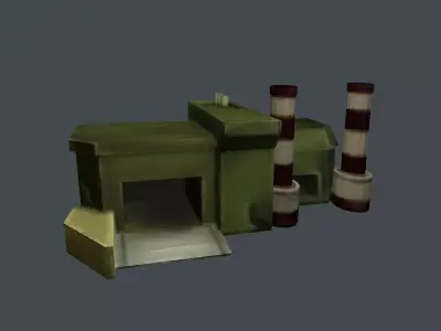Military building MOBILE game asset Low-poly 3D model