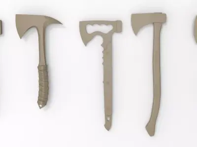 Modern Axe Set 02 Highpoly 3D model