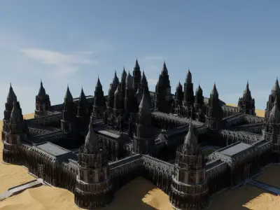 Medieval Black Castle Stronghold  Fantasy Fortress 3D Model Low-poly 3D model