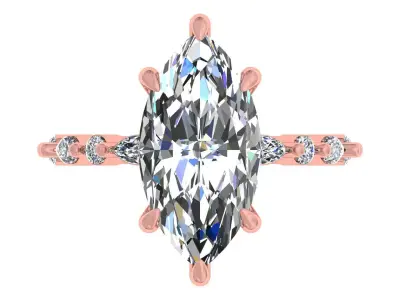 6 Prongs Set Mq Stone Engagement Ring 3D print model purchase