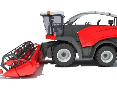 Red Combine Harvester 3D model get