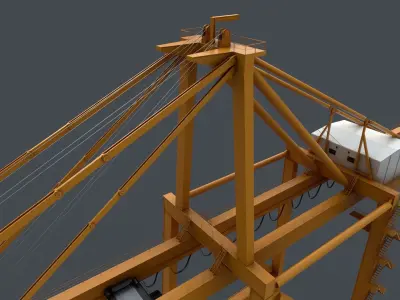 PBR Quayside Container Crane V2 - Yellow Dark Low-poly 3D model
