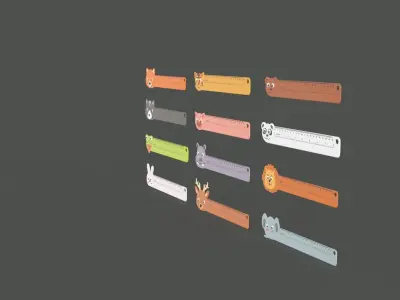 Ruler With Animal Adorable Pack 01 Low-poly 3D model