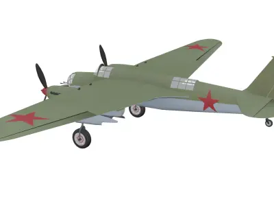Tupolev SB 2Bis M-103 Low-poly 3D model