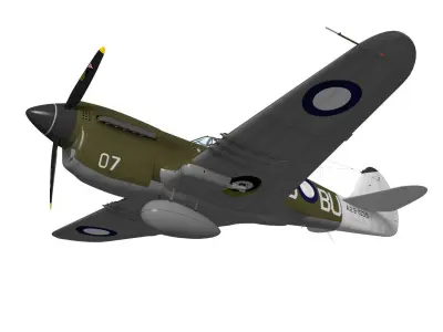 Curtiss P-40N Warhawk 3D model purchase