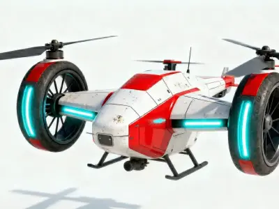 Sci-Fi Weathered Hybrid VTOL Drone 3D Model Low-poly 3D model