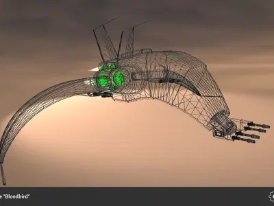 Spaceship Drone Bloodbird Low-poly 3D model