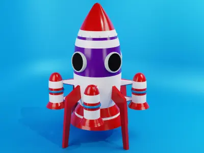 Cartoon Rocket spaceship PBR Textures 3D model