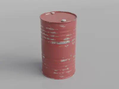 Metal Barrel Blue and Red Low-poly 3D model