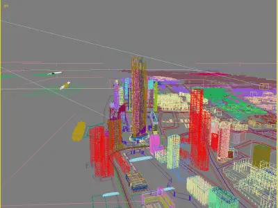 Architecture city with skyscrapers 3D model