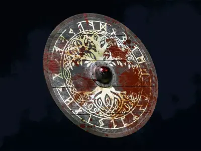 Viking Shield 3 - Bloody Low-poly 3D model