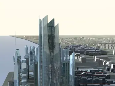 Architecture city with skyscrapers 3D model