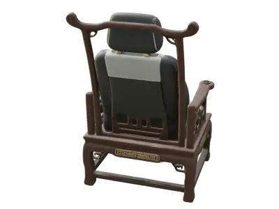 Car seat single decorated in ancient Chinese style  Low-poly 3D model