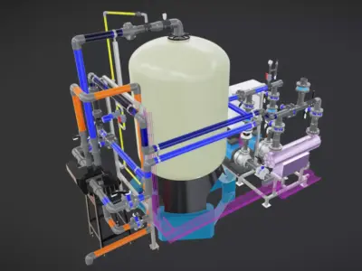 15 m3h Industrial Sand Filter System with Autovalve 3D model
