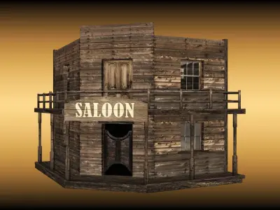 Old saloon  Low-poly 3D model