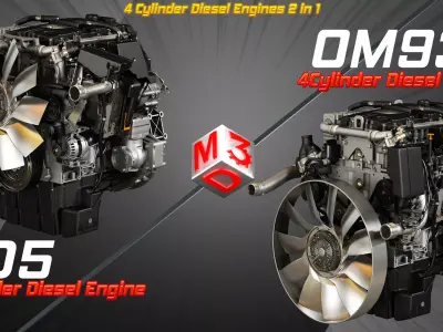  DD5 - OM934 Engines - 4 Cylinder Diesel Engines 2 in 1 3D Model Pack purchase