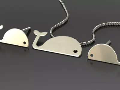 whale pendant-earrings set Free 3D print model