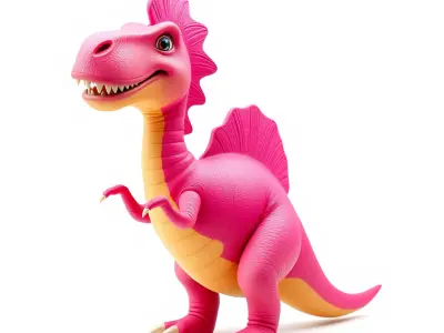 Cartoon Pink Dinosaur Model Pack Low-poly 3D model