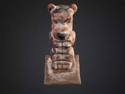 Salish Totem -  Low-poly 3D Model with PBR and 2K Textures Free low-poly 3D model