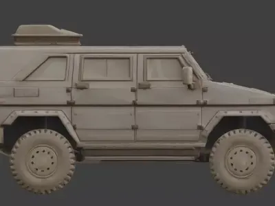 Realistic Sci-Fi Armored Expedition SUV Low-poly 3D model