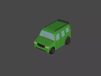 Green Cartoon Car Low-poly 3D model