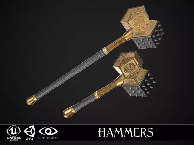 Fantasy Hammers 02 3D Model Pack