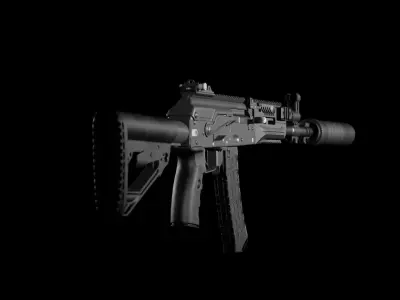 Modular AK 12 Video Game Ready Low-poly 3D model