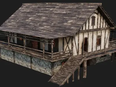 Old Medieval House 4K Textures GameReady 156 Low-poly 3D model