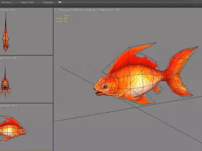 Cartoon red carp Low-poly 3D model