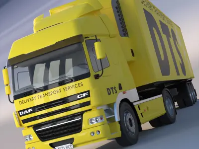 DAF CF Cab With Refrigerated trailer 3D model