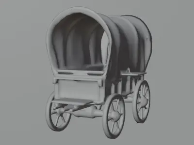 Low-Poly Desert Wagon with Lanterns  Game Ready Asset Low-poly 3D model